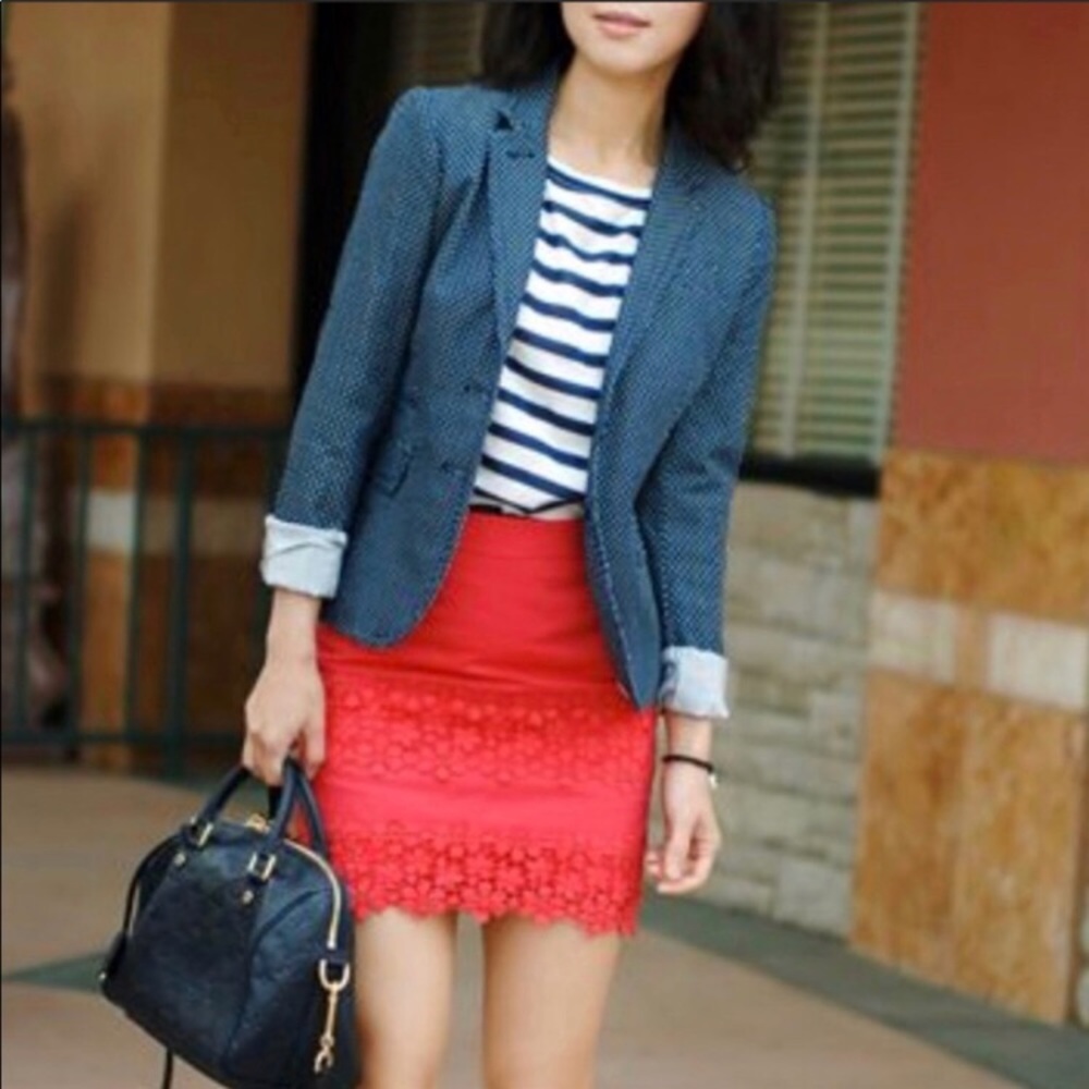 🚫Sold on eBay🚫 J. Crew Red Lace Mini Skirt - Picture 1 of 5